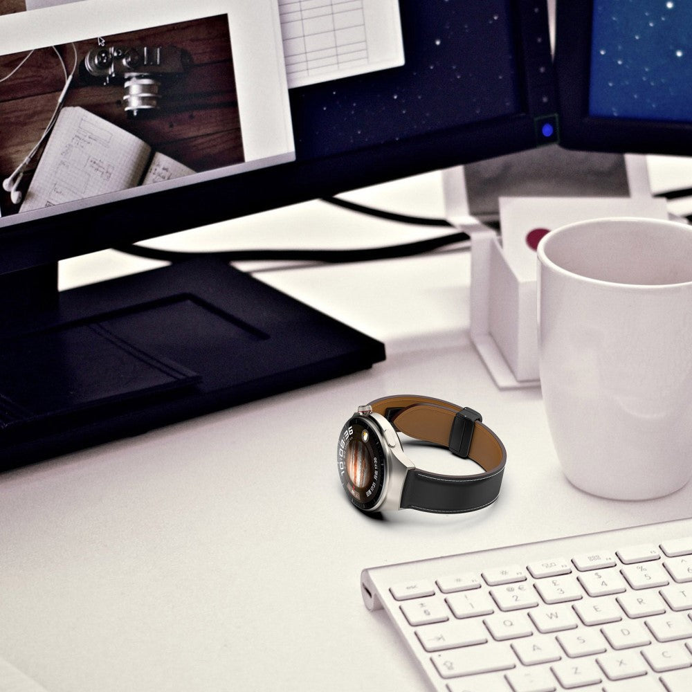 Helt Vildt Flot Ægte Læder Universal Rem passer til Smartwatch - Hvid#serie_5