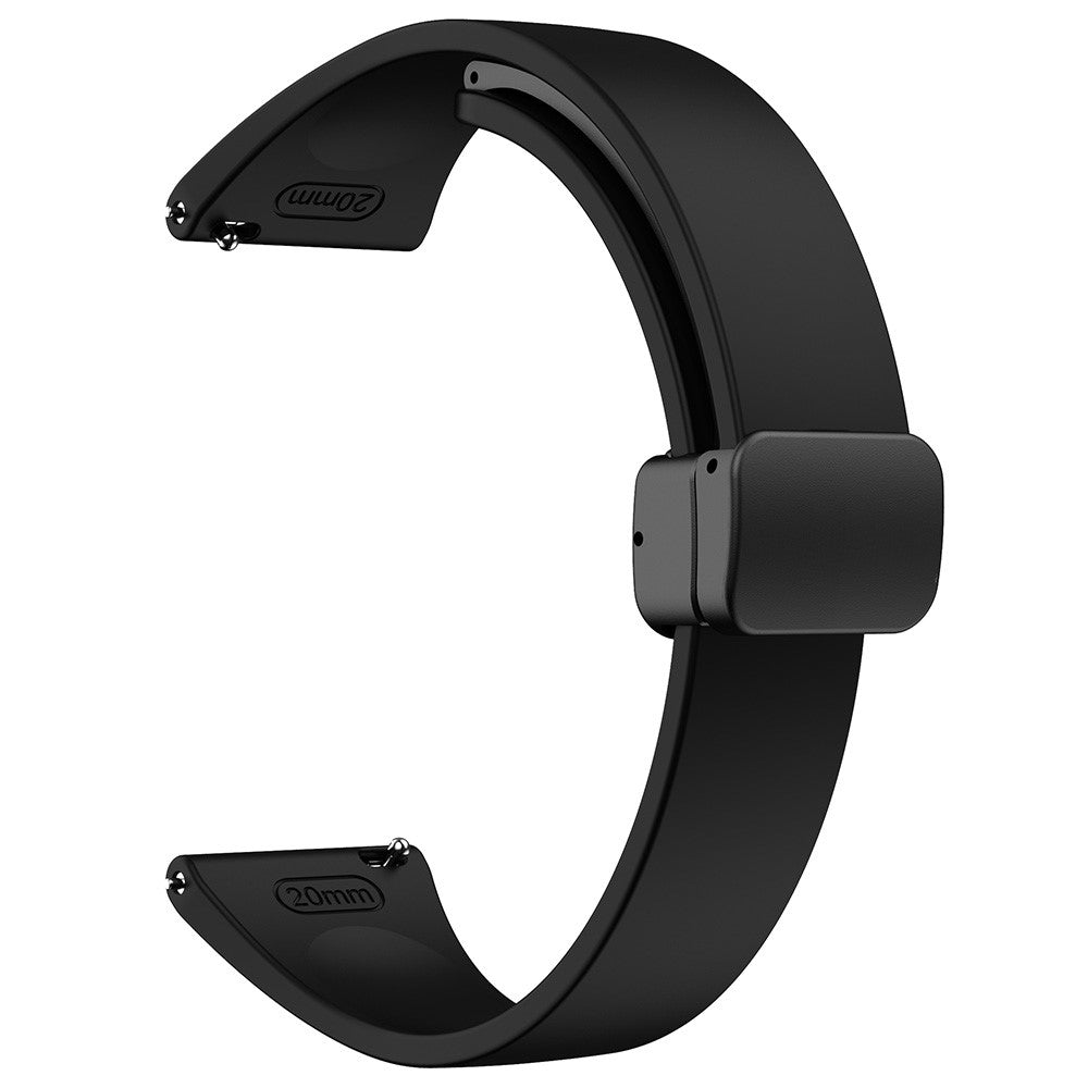 22mm Universal silicone sport strap with black magnetic buckle - Black#serie_1
