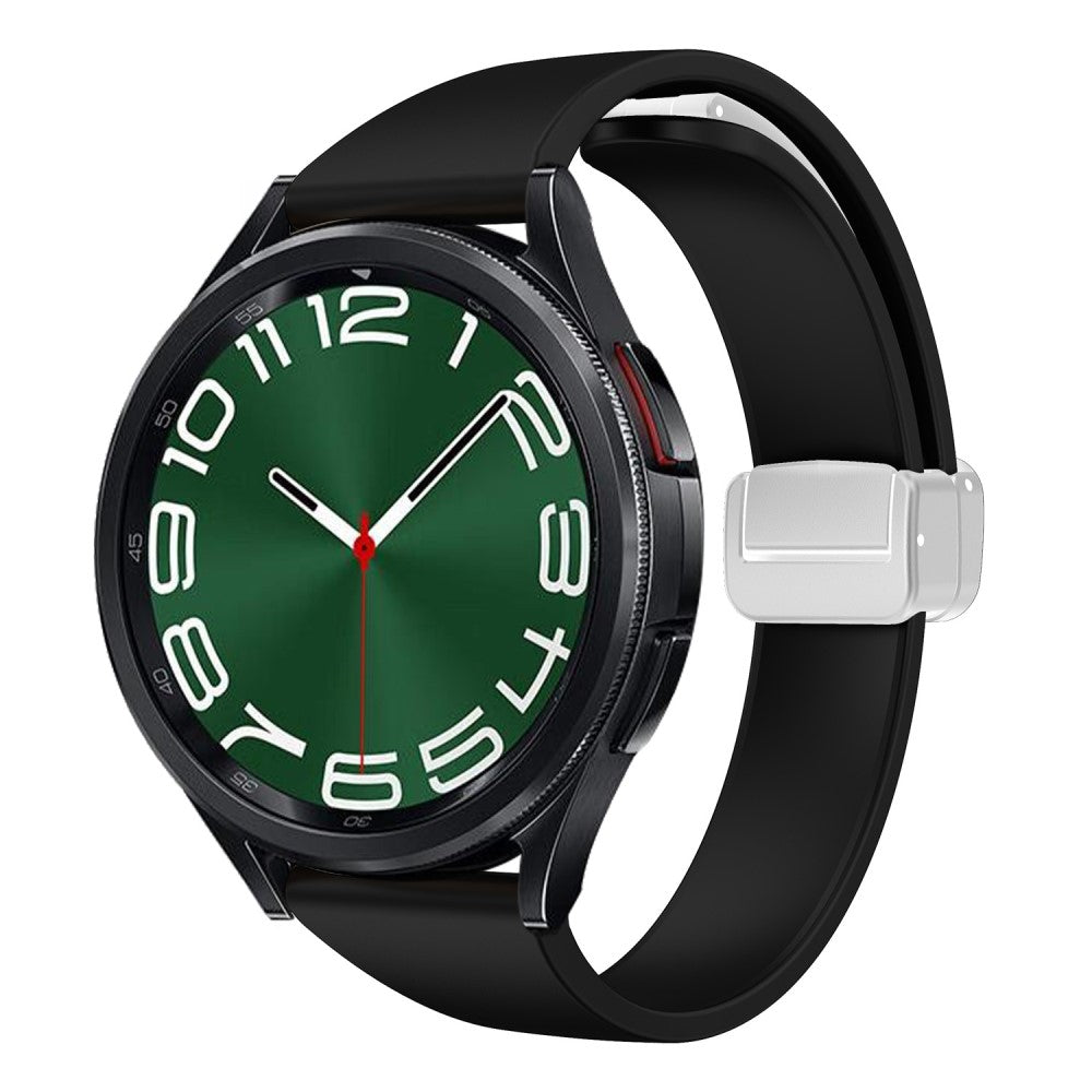 22mm Universal silicone sport strap with silver magnetic buckle - Black#serie_1