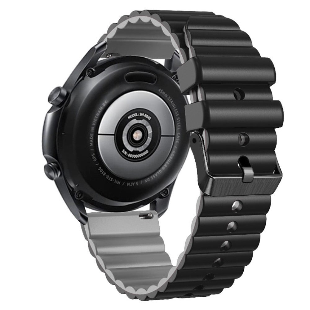 22mm Universal dual-color silicone strap with black buckle - Black+Grey#serie_1