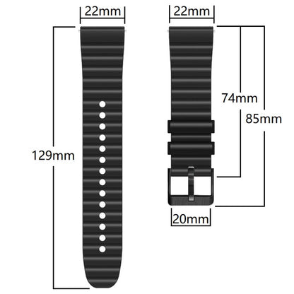 22mm Universal dual-color silicone strap with black buckle - Black#serie_7