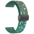 20mm Universal colorful pattern style silicone strap with black buckle - Black Rainbow