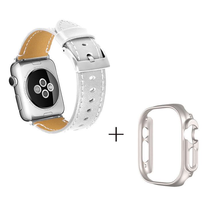 Ægte læder Cover passer til Apple Watch Ultra - Hvid#serie_3