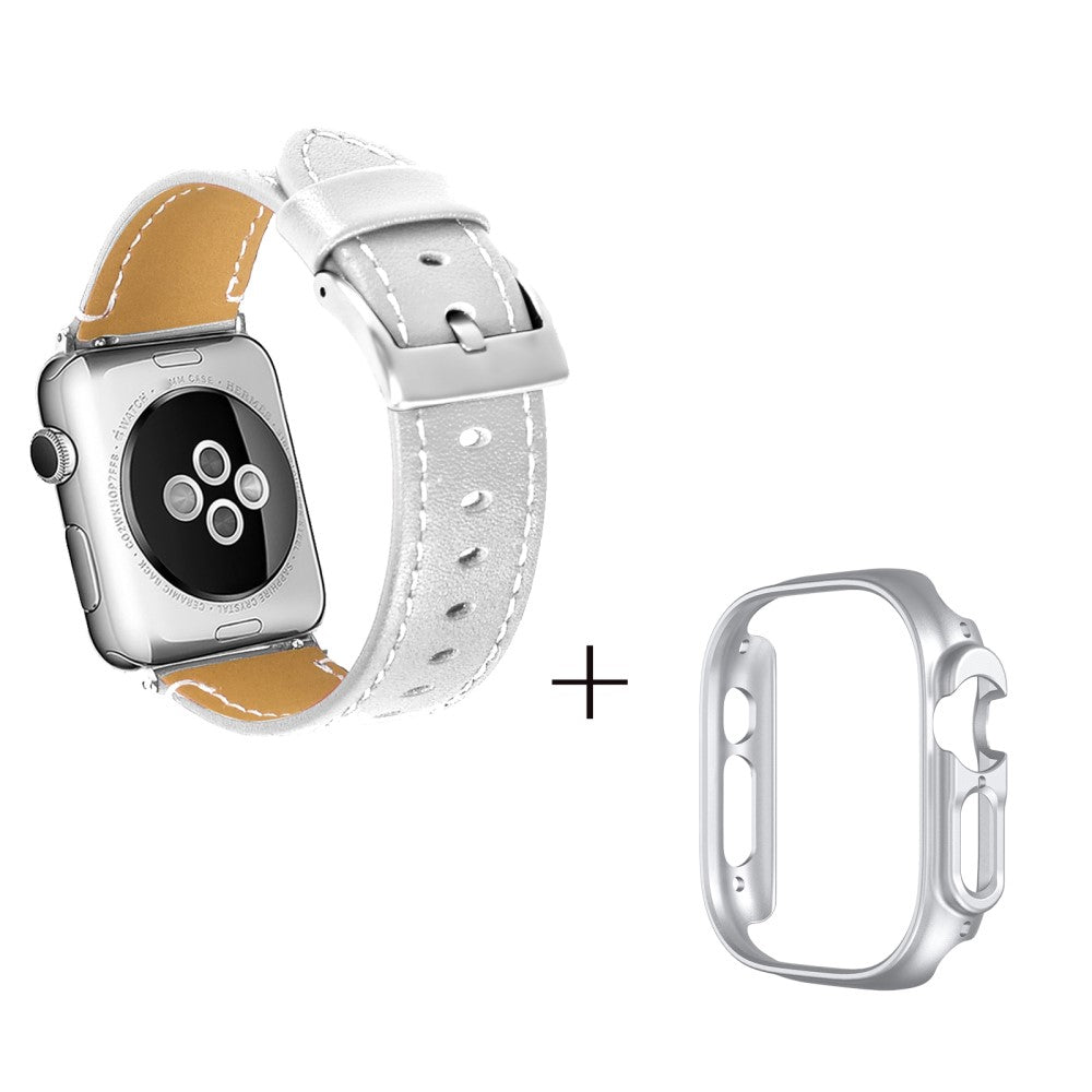 Ægte læder Cover passer til Apple Watch Ultra - Hvid#serie_8
