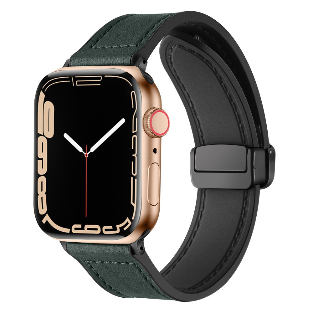 Solid Kunstlæder Og Silikone Universal Rem passer til Apple Smartwatch - Grøn#serie_1