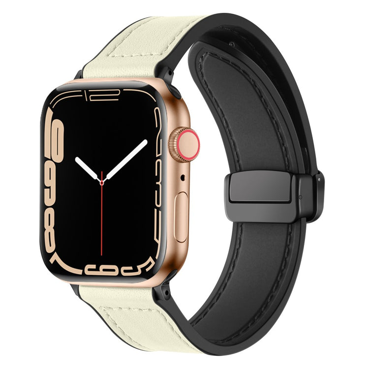 Solid Kunstlæder Og Silikone Universal Rem passer til Apple Smartwatch - Beige#serie_3