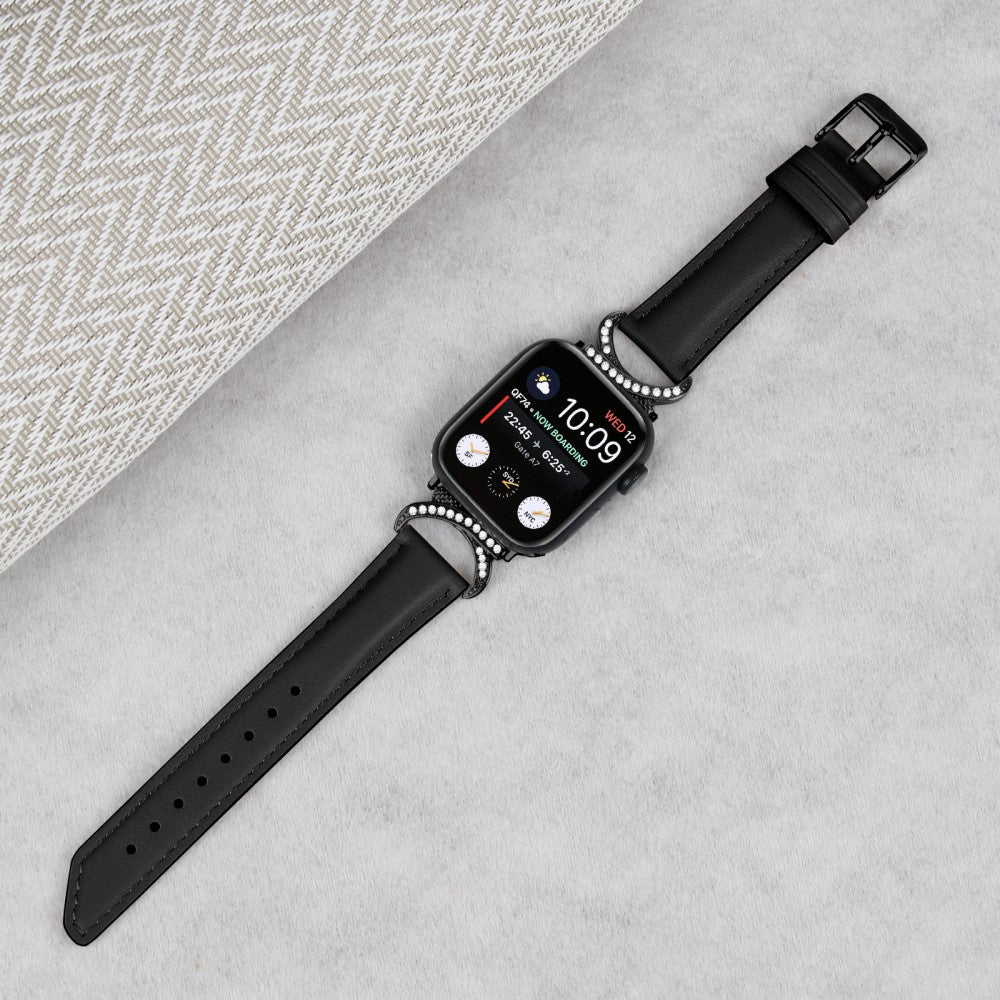 Helt Vildt Sejt Ægte Læder Universal Rem passer til Apple Smartwatch - Sort#serie_3