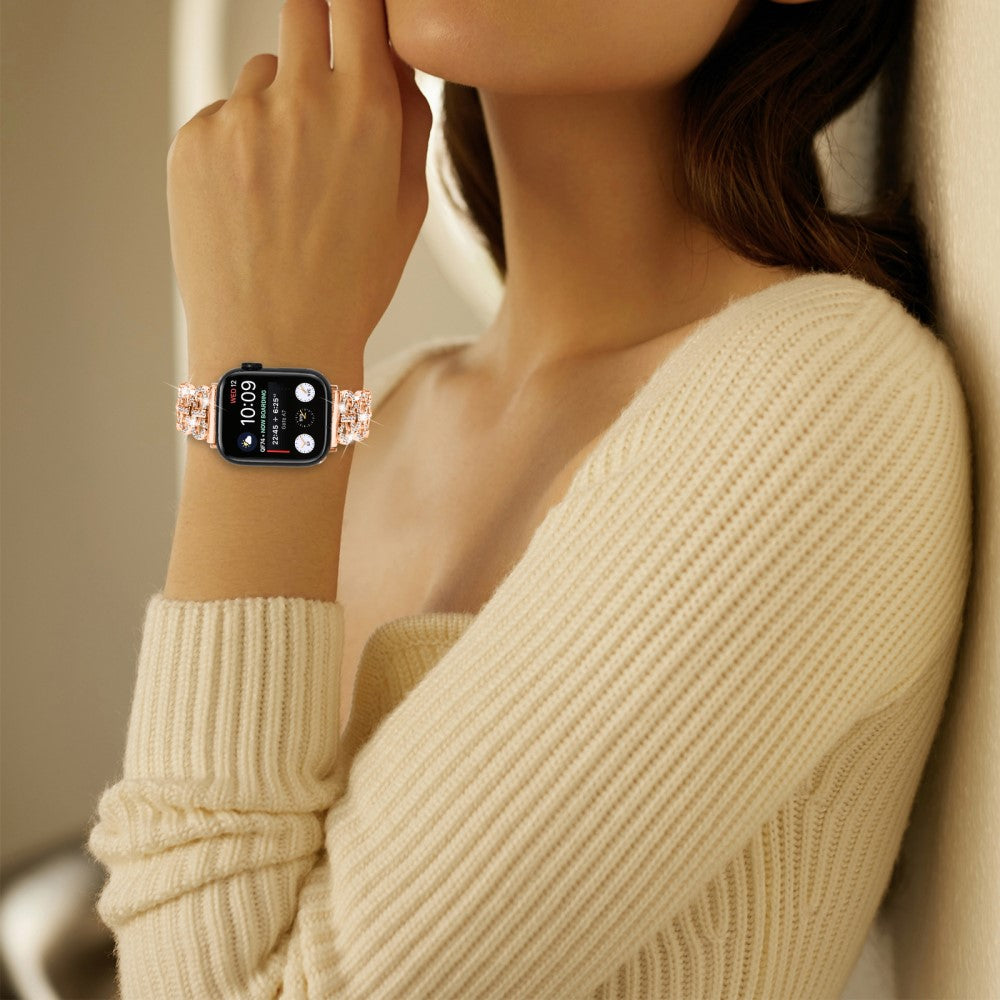 Super Smuk Metal Og Rhinsten Universal Rem passer til Apple Smartwatch - Pink#serie_3