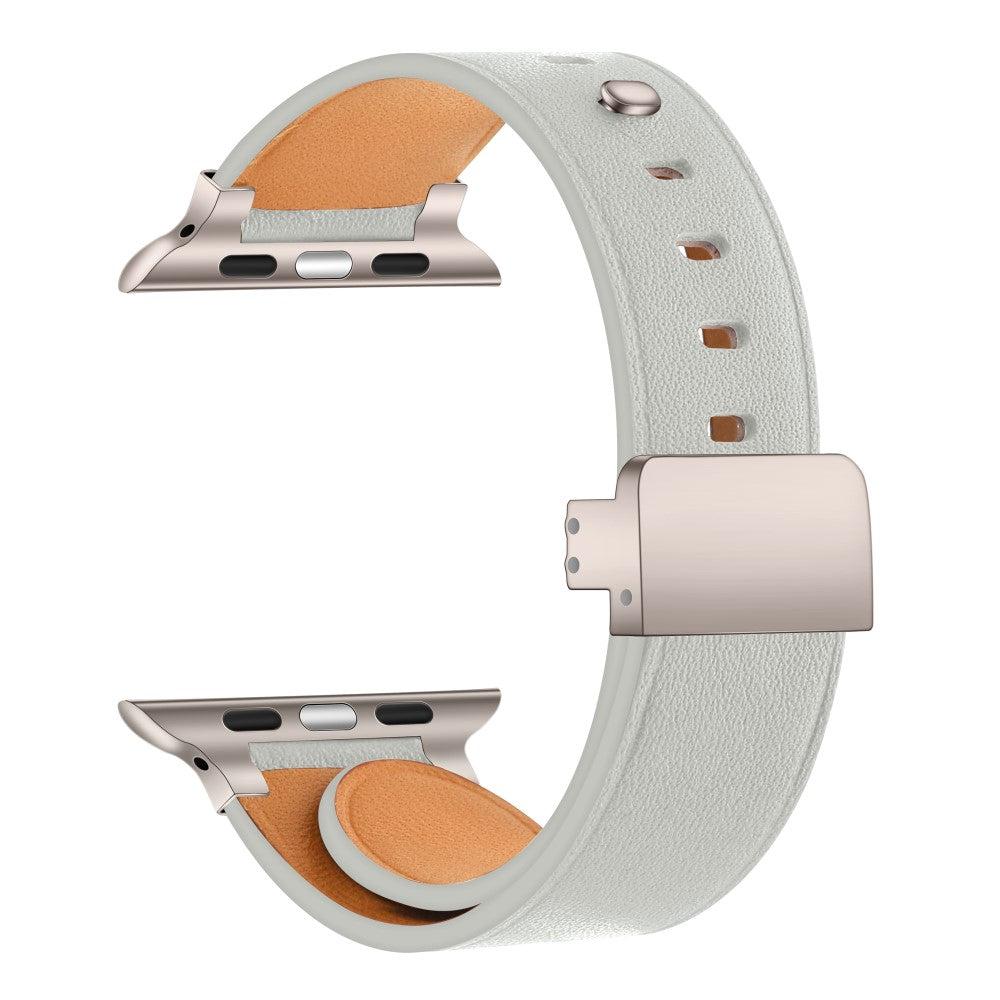 Rigtigt Pænt Ægte Læder Universal Rem passer til Apple Smartwatch - Sølv#serie_10