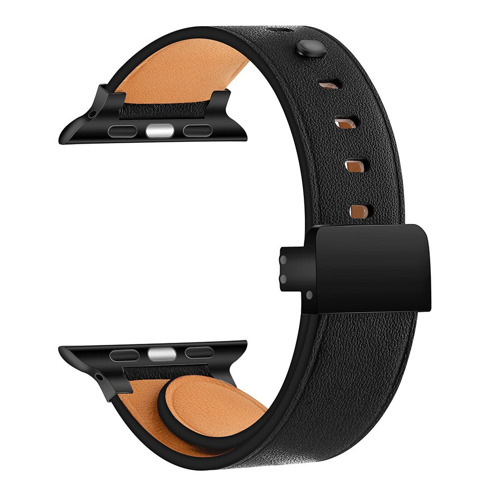 Rigtigt Pænt Ægte Læder Universal Rem passer til Apple Smartwatch - Sort#serie_2