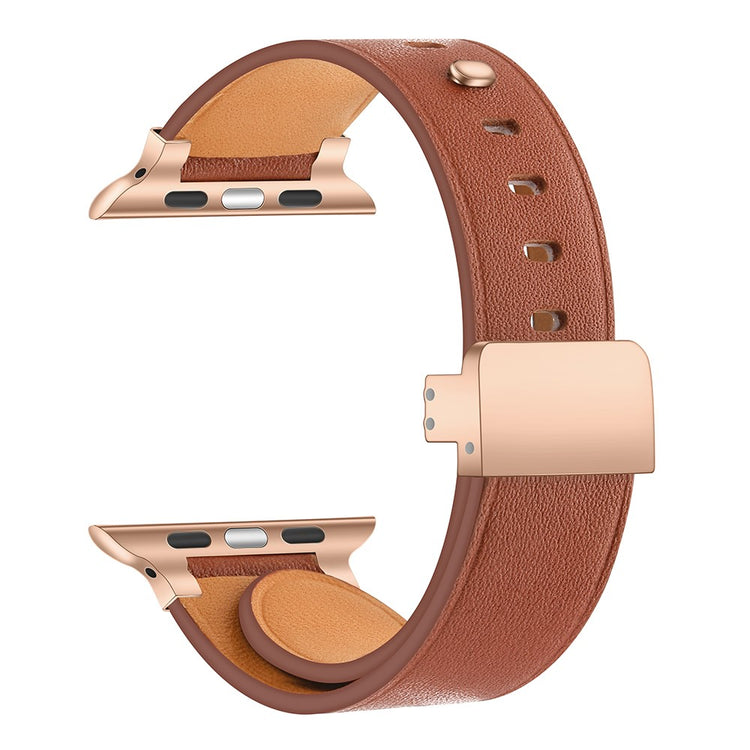 Rigtigt Pænt Ægte Læder Universal Rem passer til Apple Smartwatch - Brun#serie_6