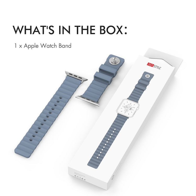 Rigtigt Slidstærk Silikone Universal Rem passer til Apple Smartwatch - Blå#serie_1