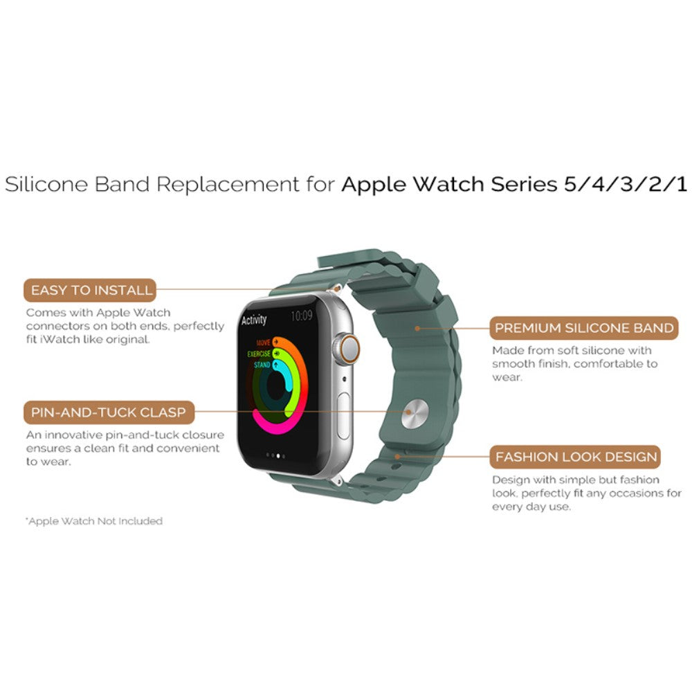 Rigtigt Slidstærk Silikone Universal Rem passer til Apple Smartwatch - Rød#serie_2