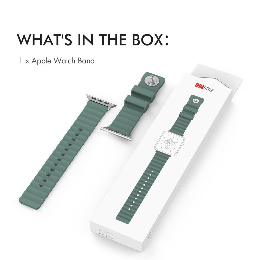Rigtigt Slidstærk Silikone Universal Rem passer til Apple Smartwatch - Grøn#serie_3