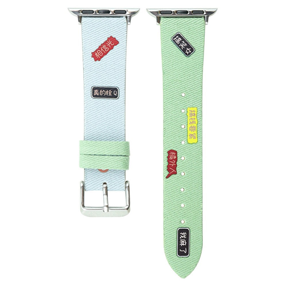 Apple Watch Series 9 45mm / Ultra 2 cute words nylon strap - Baby Blue / Green#serie_2