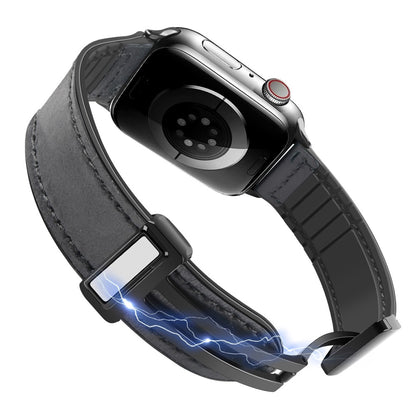 Apple Watch Series 9 45mm / Ultra 2 leather and silicone strap - Grey#serie_4
