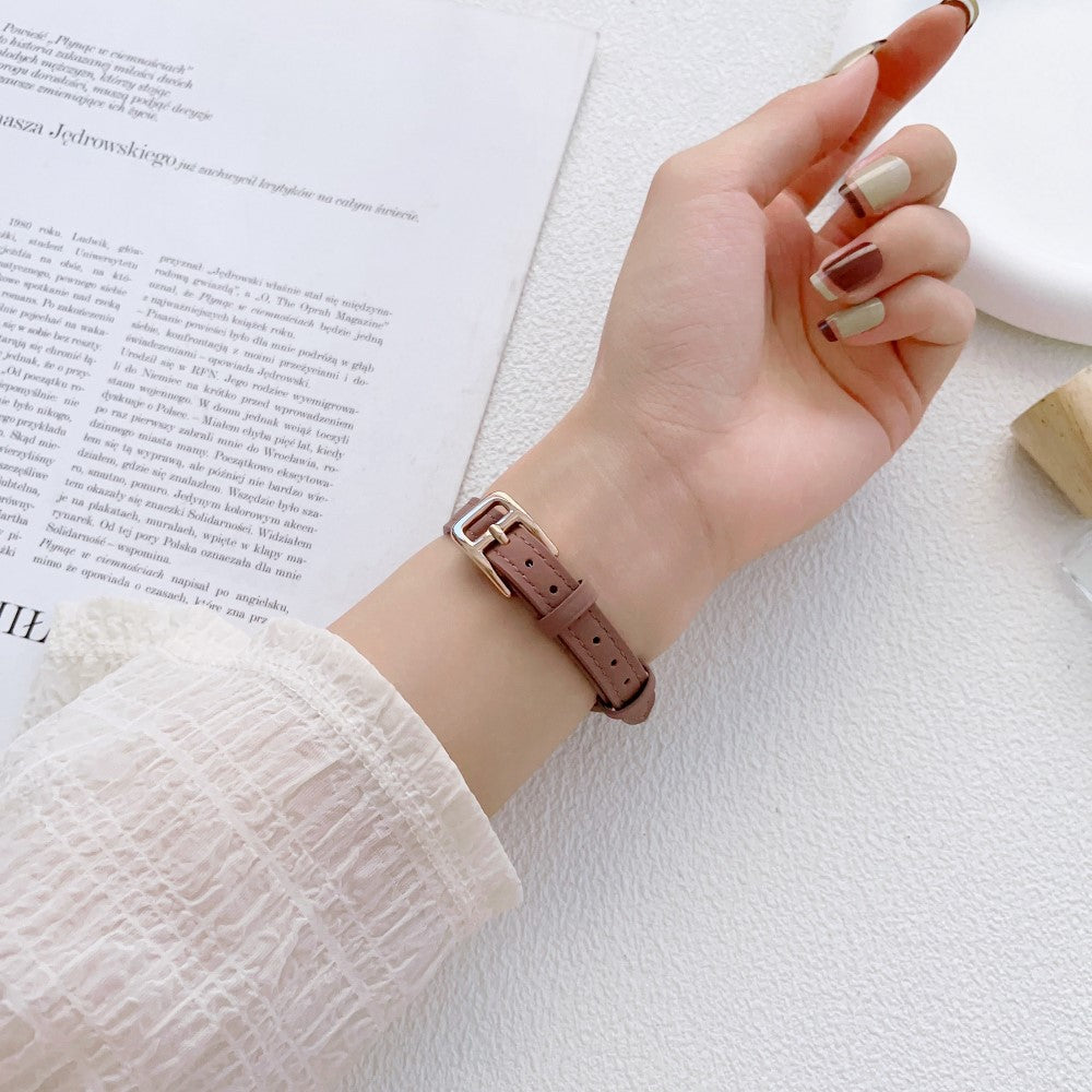 Stilren Ægte Læder Og Metal Universal Rem passer til Apple Smartwatch - Pink#serie_1