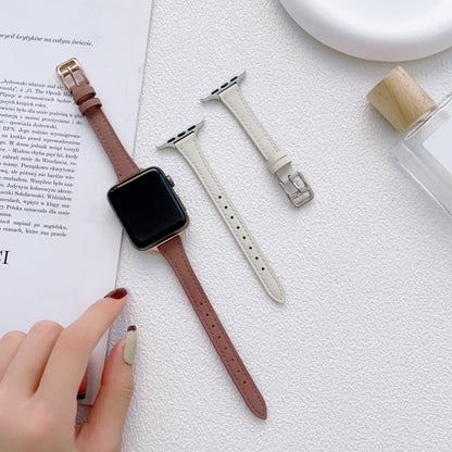 Stilren Ægte Læder Og Metal Universal Rem passer til Apple Smartwatch - Sølv#serie_2