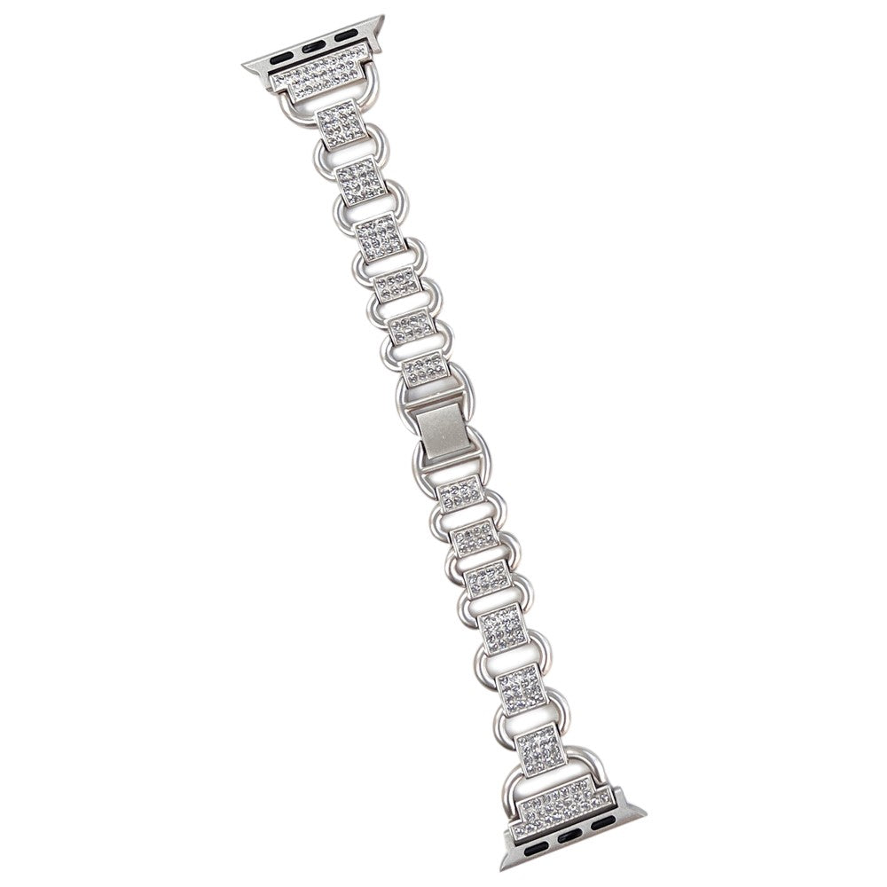Apple Watch Series 9 45mm / Ultra 2 rhinestone décor metal strap - Silver#serie_2