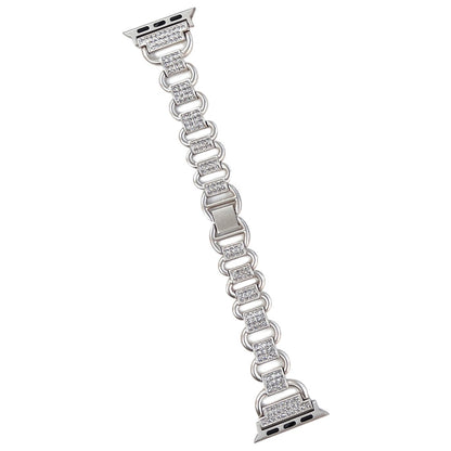 Apple Watch Series 9 45mm / Ultra 2 rhinestone décor metal strap - Silver#serie_2