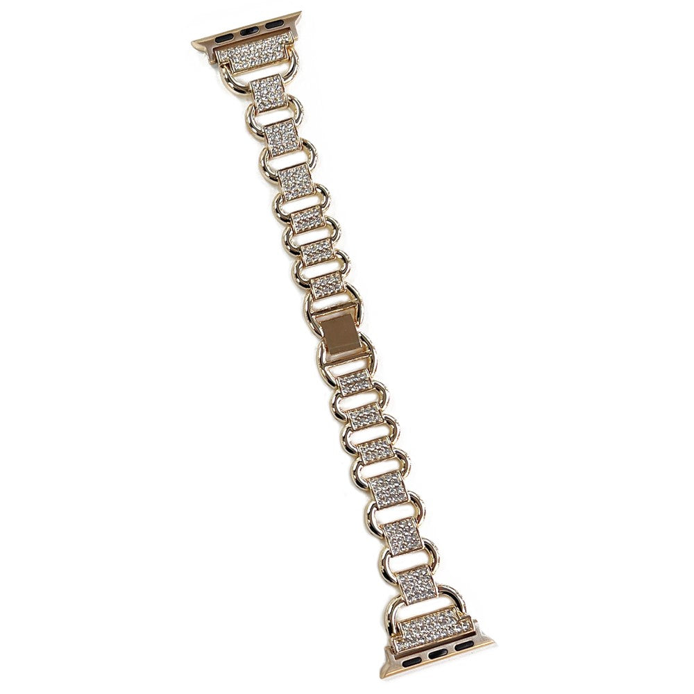 Apple Watch Series 9 45mm / Ultra 2 rhinestone décor metal strap -  Gold#serie_4