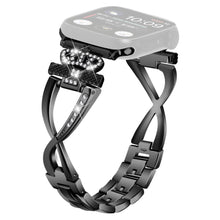 Apple Watch Series 9 45mm / Ultra 2 crown rhinestone décor alloy strap - Black#serie_1