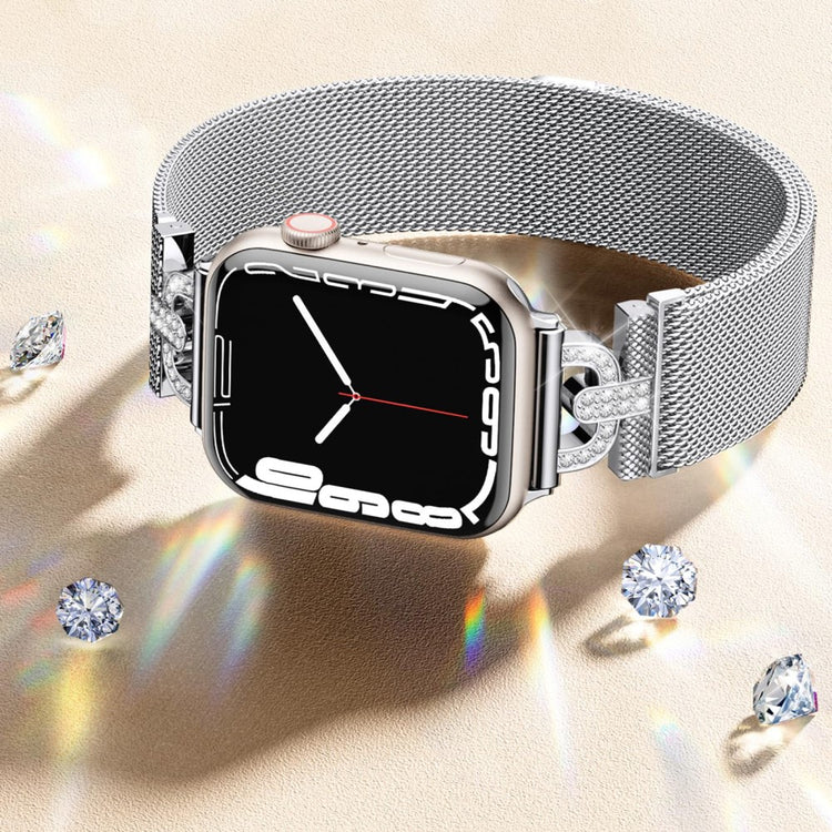 Super Fint Metal Og Rhinsten Universal Rem passer til Apple Smartwatch - Sølv#serie_015