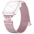 Apple Watch Series 9 41mm rhinestone S-shape milanese stainless steel strap - Rose Pink