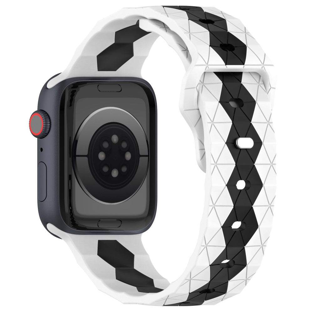 Apple Watch Series 9 41mm football pattern silicone strap - White+Black#serie_2