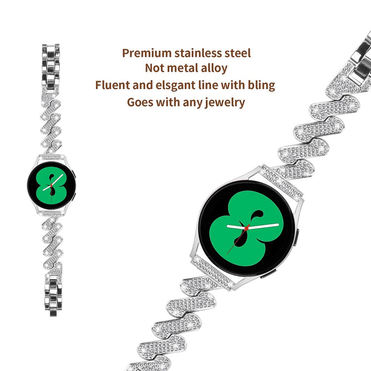 Supercool Metal Og Rhinsten Universal Rem passer til Smartwatch - Sølv#serie_4