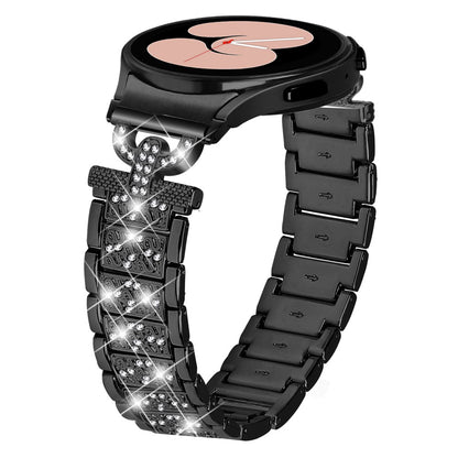 Holdbart Metal Og Rhinsten Universal Rem passer til Samsung Smartwatch - Sort#serie_1