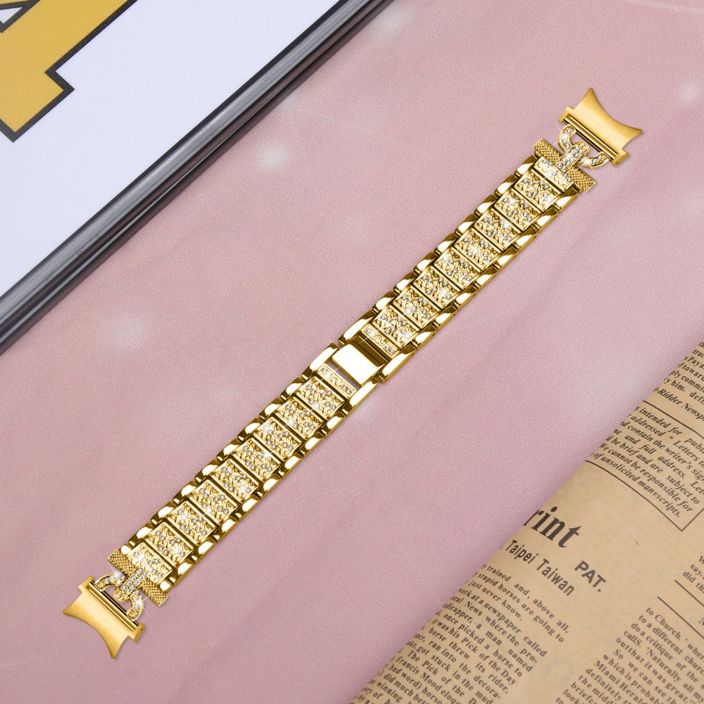 Holdbart Metal Og Rhinsten Universal Rem passer til Samsung Smartwatch - Guld#serie_2