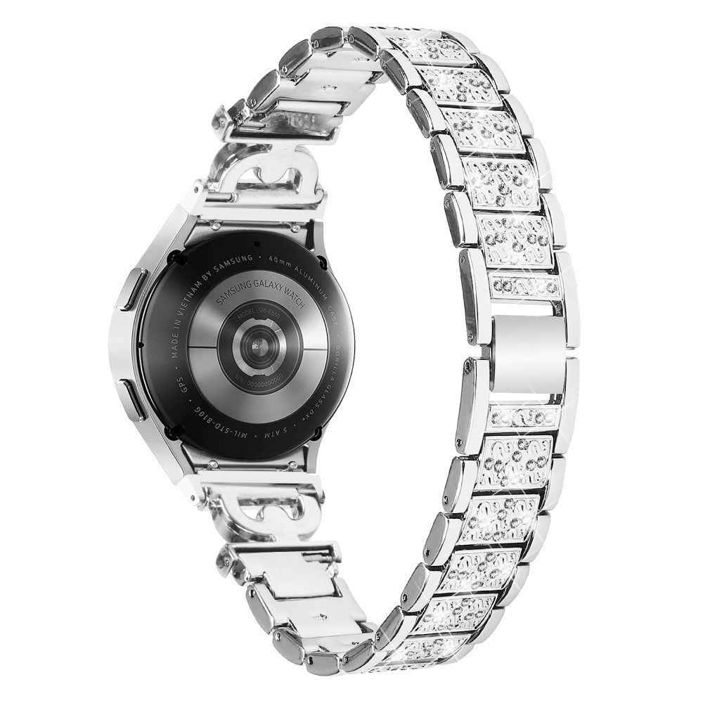 Holdbart Metal Og Rhinsten Universal Rem passer til Samsung Smartwatch - Sølv#serie_5