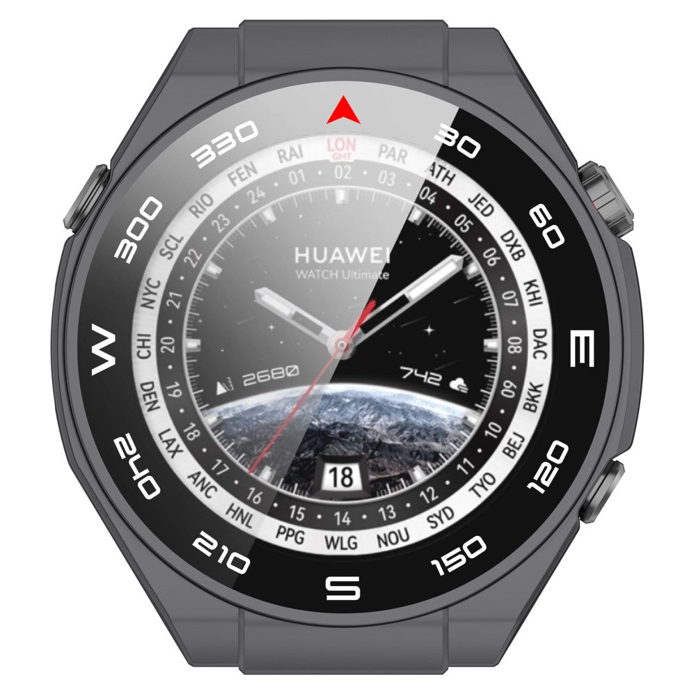 Vildt Godt Cover med Skærmbeskytter i Plastik og Hærdet Glas passer til Huawei Watch Ultimate - Sølv#serie_3