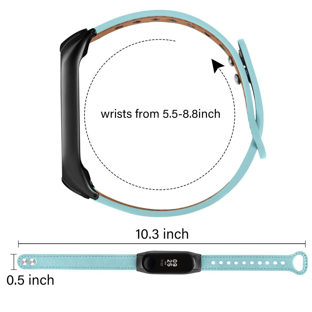 Mega Hårdfør Ægte Læder Rem passer til Xiaomi Smart Band 8 - Blå#serie_10