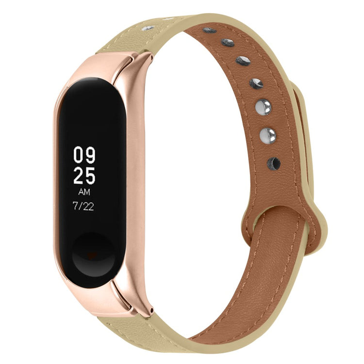 Mega Nydelig Ægte Læder Rem passer til Xiaomi Smart Band 8 - Beige#serie_5