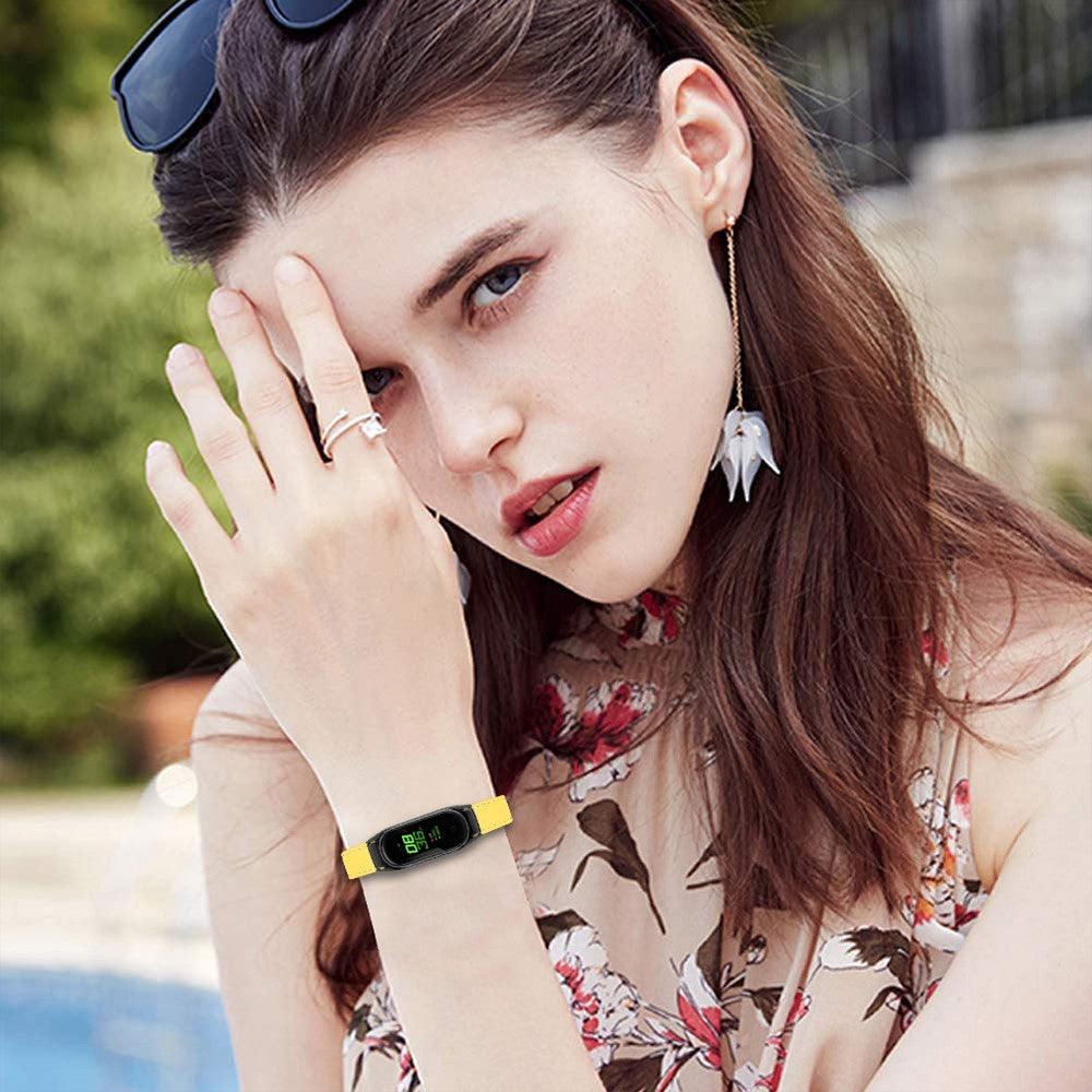 Mega Hårdfør Ægte Læder Rem passer til Xiaomi Smart Band 8 - Gul#serie_5