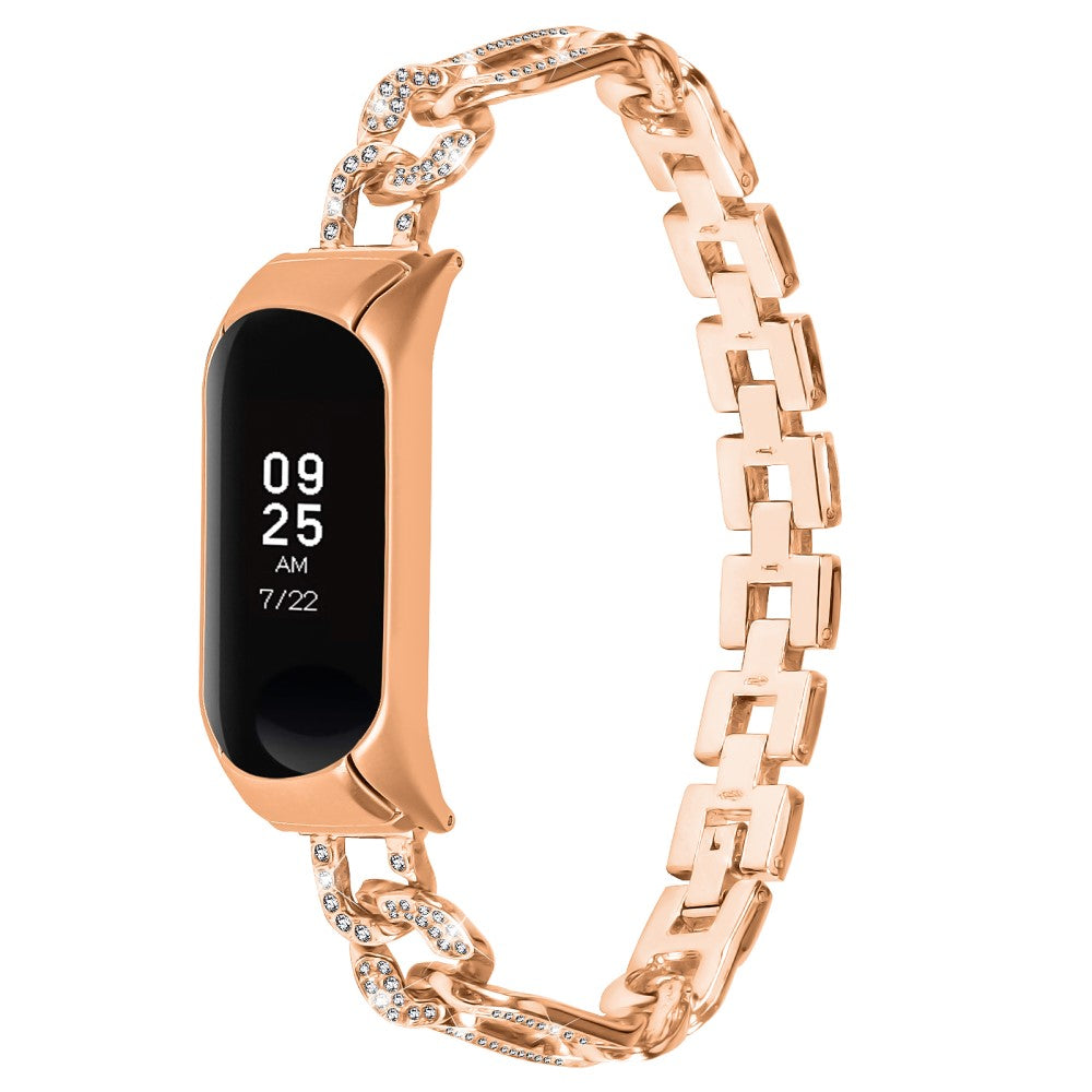 Elegant Metal Og Rhinsten Rem passer til Xiaomi Smart Band 8 - Pink#serie_2