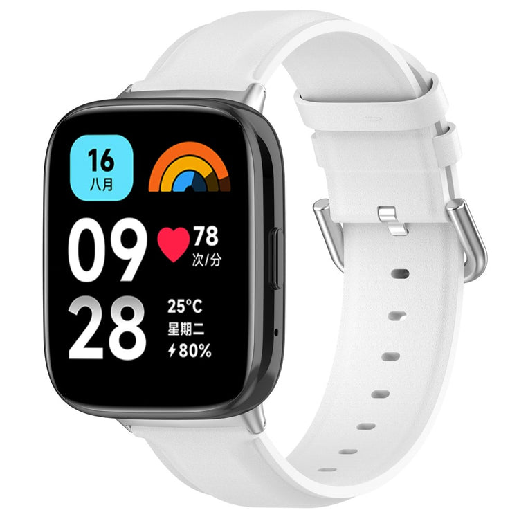 Ægte Læder Og Metal Universal Rem passer til Xiaomi Redmi Watch 3 Active / Xiaomi Mi Watch Lite 3 - Hvid#serie_2