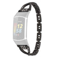 Fitbit Charge 4 / 3 rhinestone décor cross style metal strap - Rose Gold