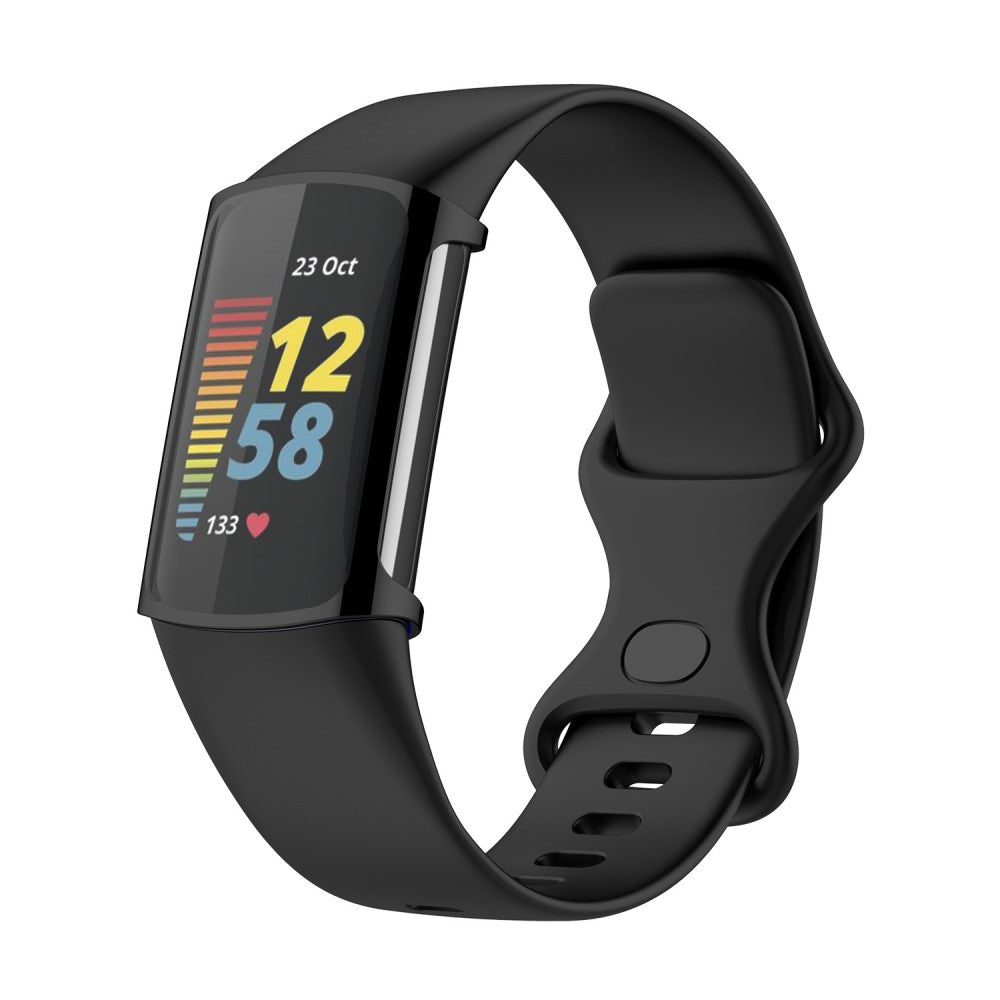 Fed Silikone Cover til Fitbit Charge 5 - Sort#serie_1