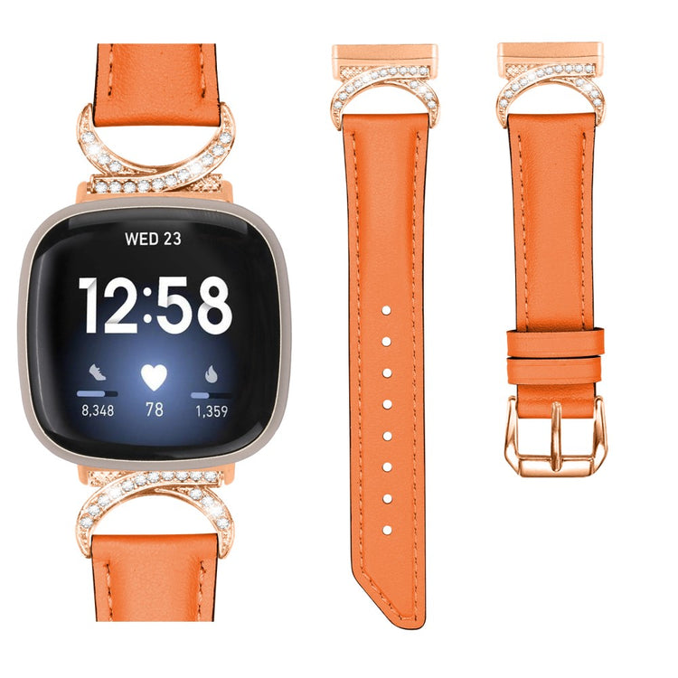 Helt Vildt Flot Kunstlæder Universal Rem passer til Fitbit Smartwatch - Orange#serie_1