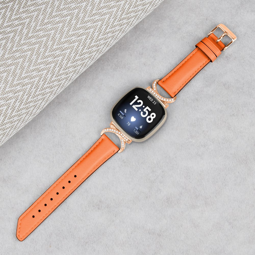 Helt Vildt Flot Kunstlæder Universal Rem passer til Fitbit Smartwatch - Orange#serie_1