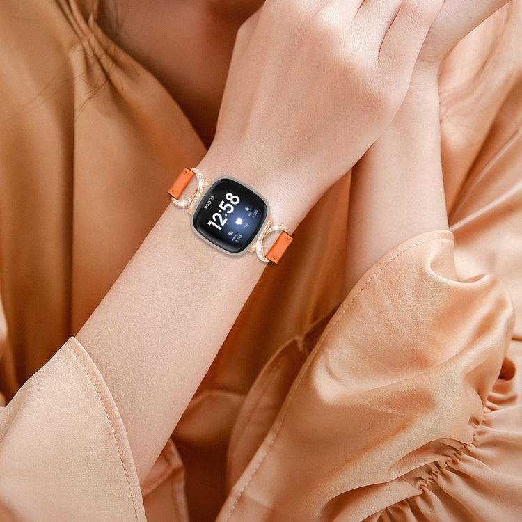 Helt Vildt Flot Kunstlæder Universal Rem passer til Fitbit Smartwatch - Orange#serie_1