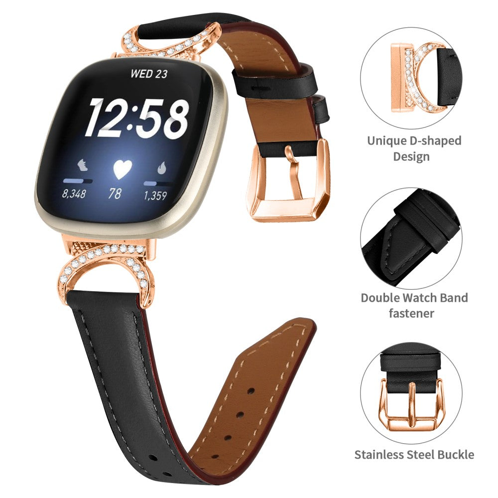Helt Vildt Flot Kunstlæder Universal Rem passer til Fitbit Smartwatch - Sort#serie_3