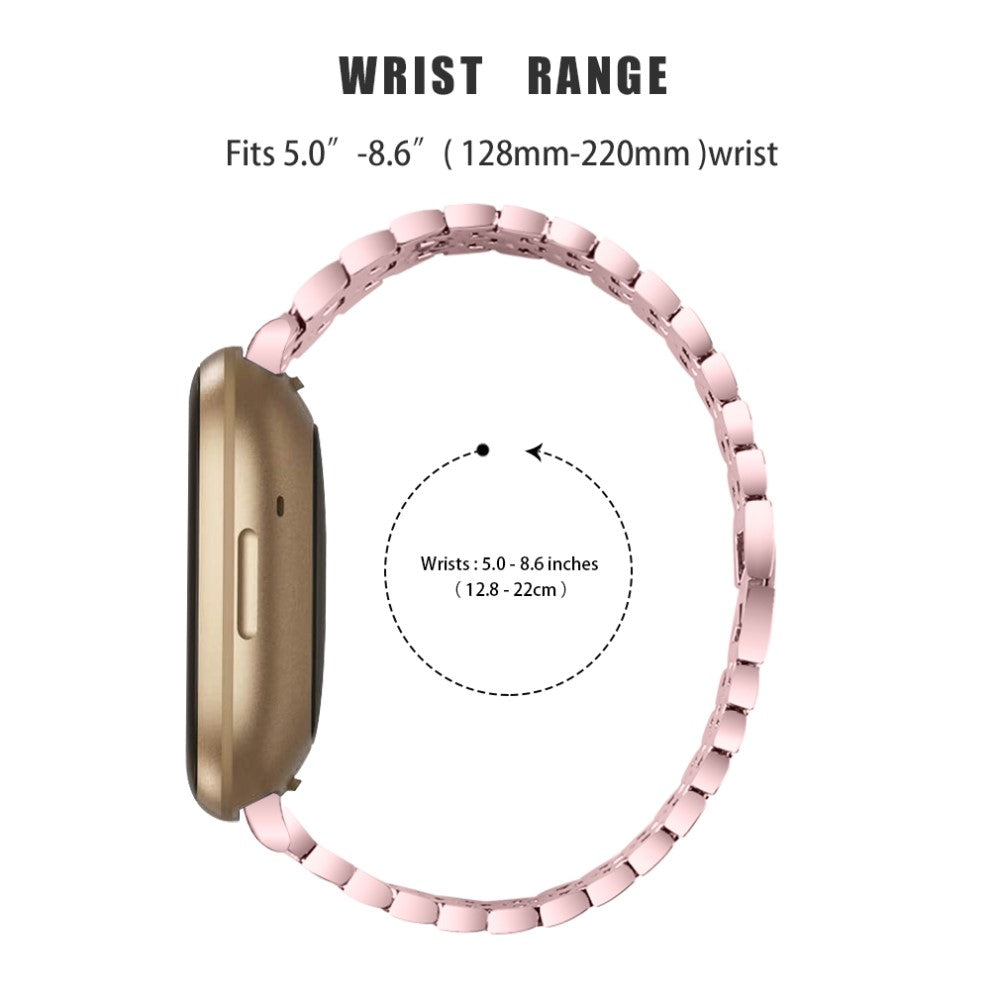 Metal Og Rhinsten Universal Rem passer til Fitbit Sense 2 / Fitbit Versa 4 - Pink#serie_2