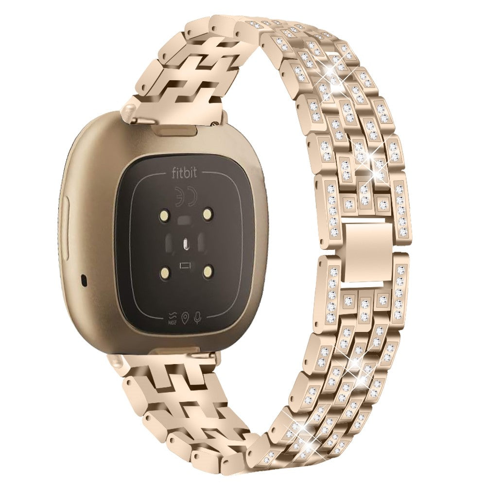 Metal Og Rhinsten Universal Rem passer til Fitbit Sense 2 / Fitbit Versa 4 - Guld#serie_3