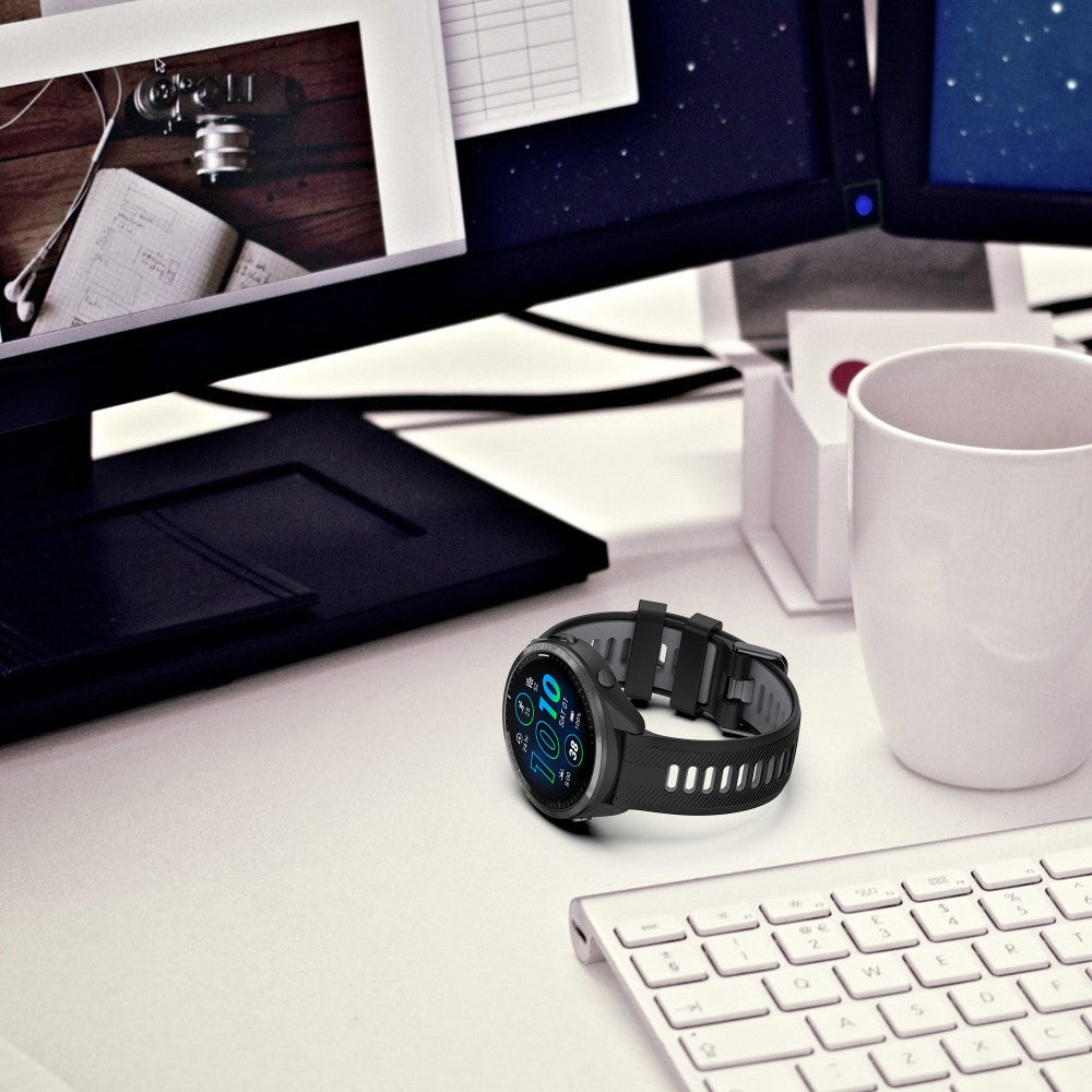 Super Slidstærk Silikone Universal Rem passer til Smartwatch - Sølv#serie_6