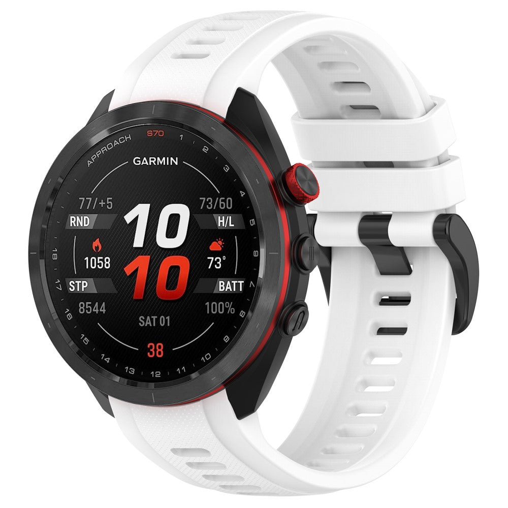 Metal Og Silikone Universal Rem passer til Garmin Approach S70 (47mm) / Garmin Approach S70 Series - Hvid#serie_10