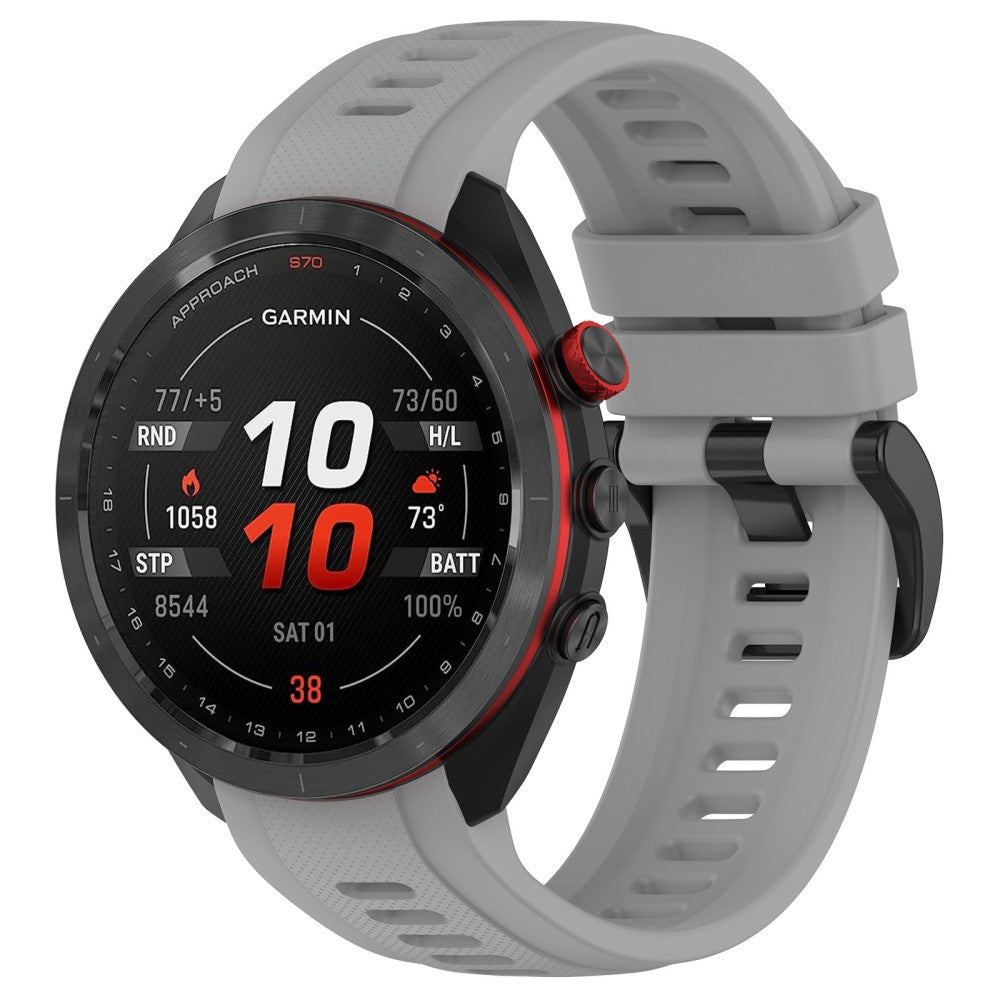 Metal Og Silikone Universal Rem passer til Garmin Approach S70 (47mm) / Garmin Approach S70 Series - Sølv#serie_8